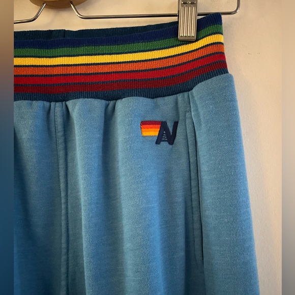 Aviator Nation Rainbow Rib Pocket Sweatpants in Ocean - Picture 3 of 5